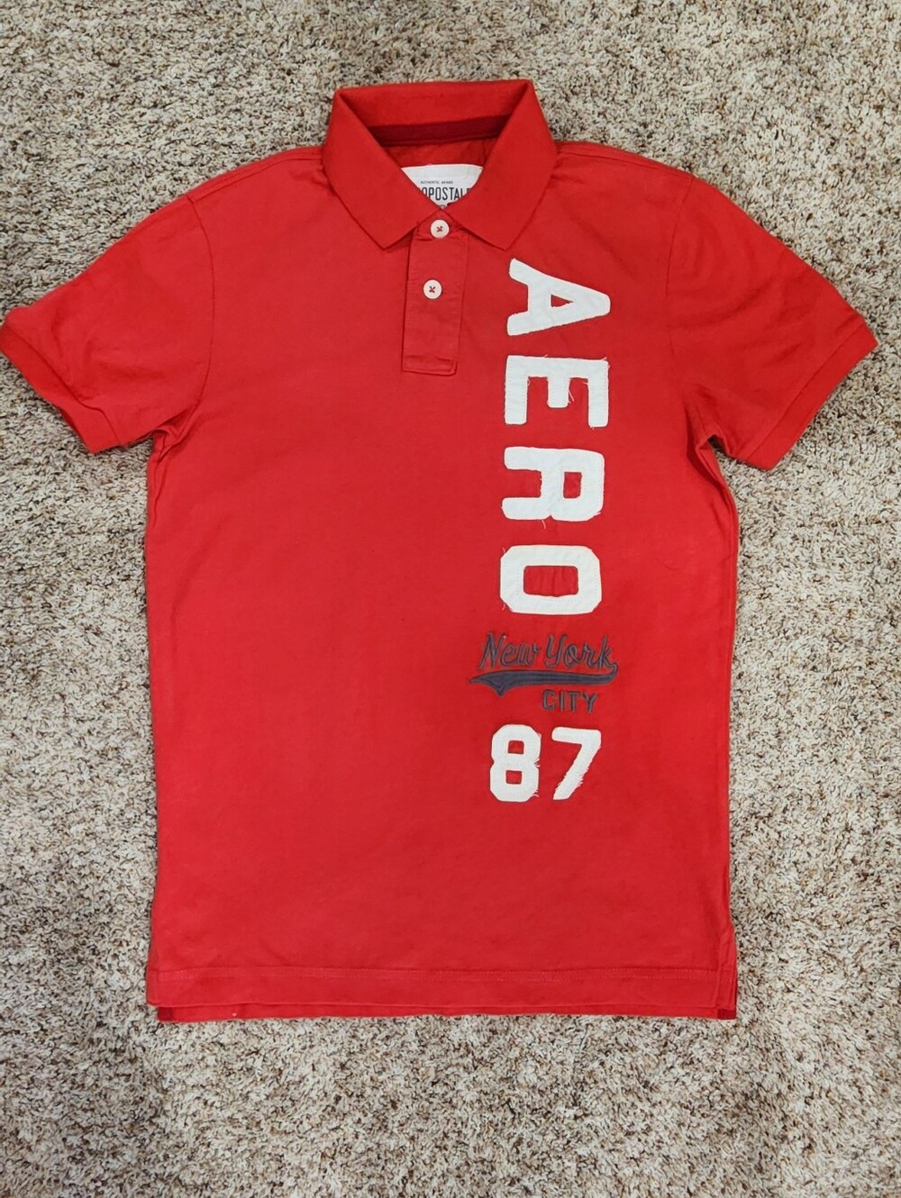 Aeropostale Men's Vertical New York City Rugby Polo Shirt, White, Small NWOT - Picture 2 of 7